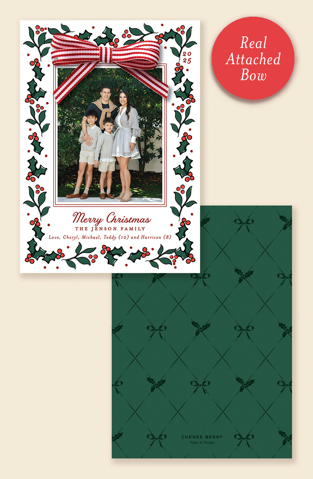 Attached Bow: Holly Berry