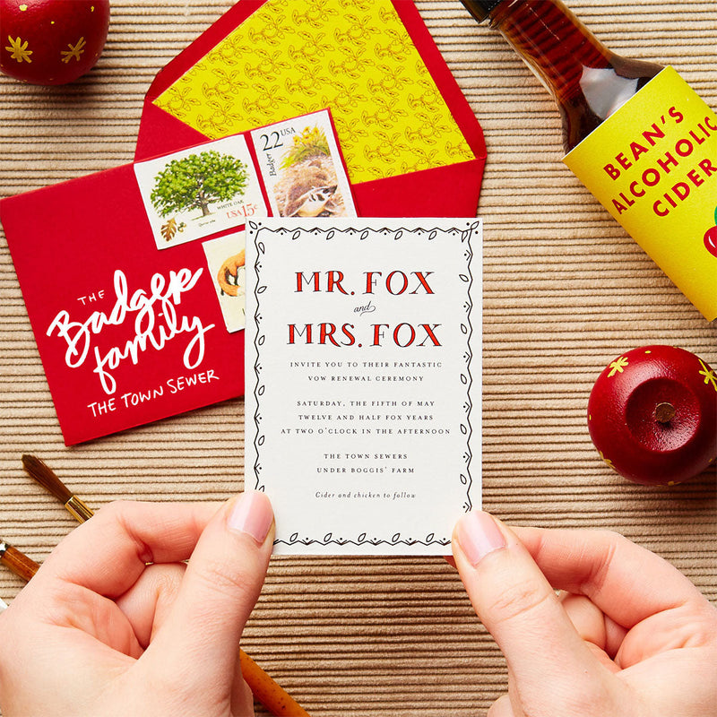 Famous Couples’ Wedding Invitation Challenge: Fantastic Mr. Fox’s Mr. and Mrs. Fox