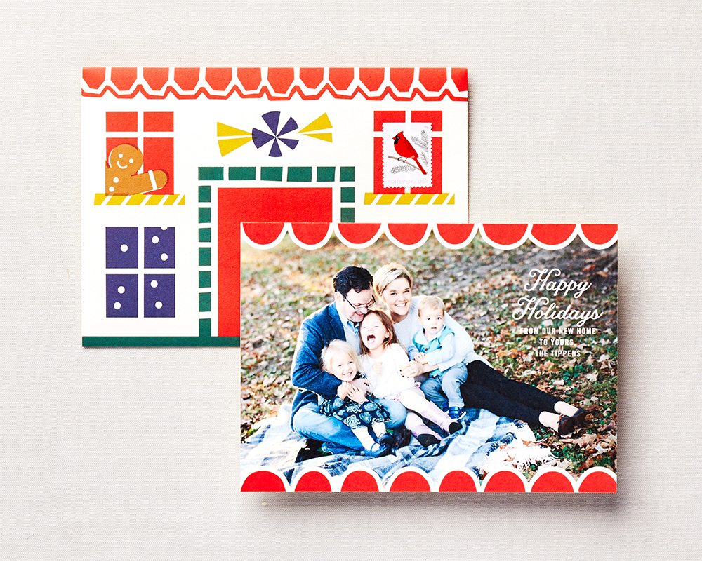 Gingerbread house inspired holiday card