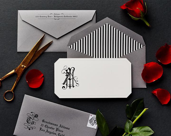 rose and thorn monogram stationery