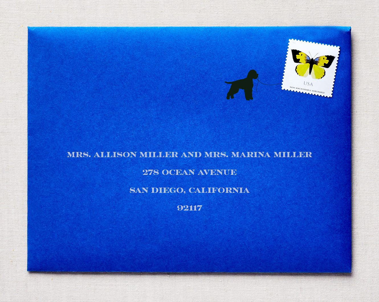wedding invitation with dog interactive stamp