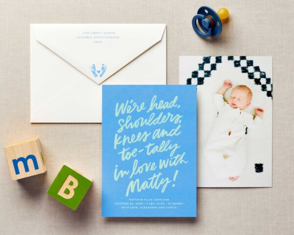 hand lettering baby announcement