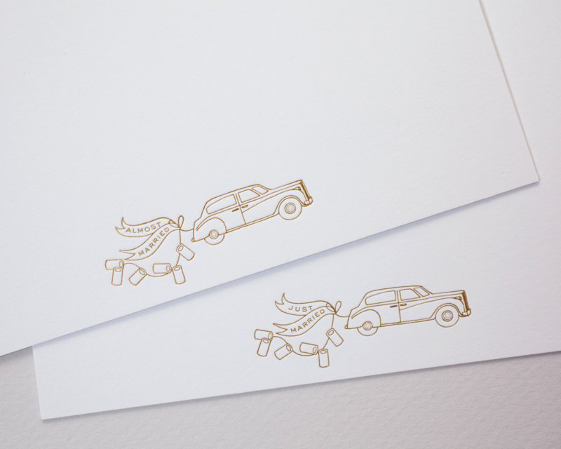 just married almost married letterpress stationery
